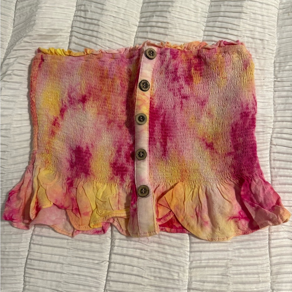 Cotton Candy LA Pink and Yellow Smocked Top